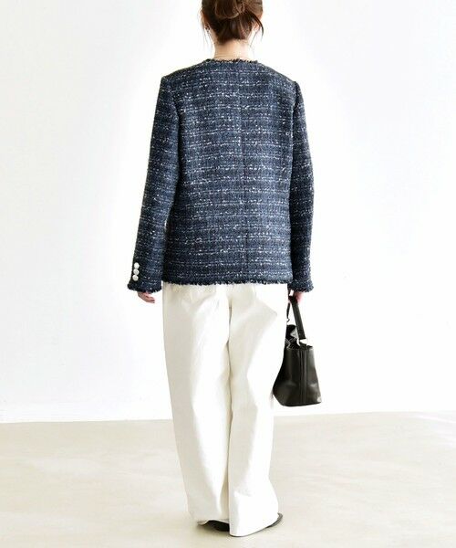 SHIPS / シップス ノーカラージャケット | 《予約》quaranciel: ツイード ノーラペル フリンジ ジャケット | 詳細2