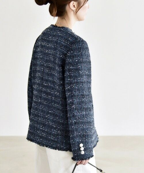 SHIPS / シップス ノーカラージャケット | 《予約》quaranciel: ツイード ノーラペル フリンジ ジャケット | 詳細5
