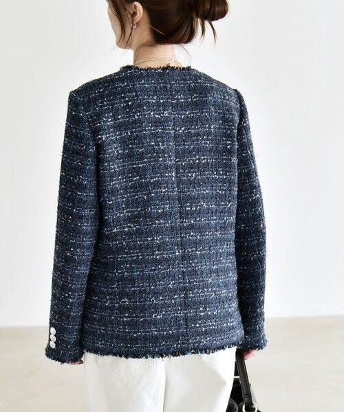 SHIPS / シップス ノーカラージャケット | 《予約》quaranciel: ツイード ノーラペル フリンジ ジャケット | 詳細6