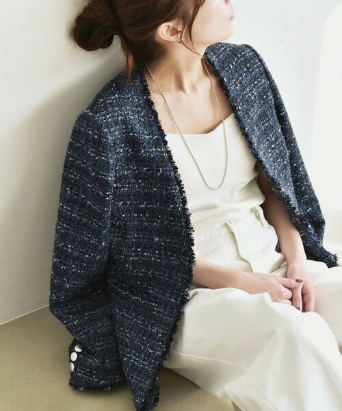 SHIPS / シップス ノーカラージャケット | 《予約》quaranciel: ツイード ノーラペル フリンジ ジャケット | 詳細9