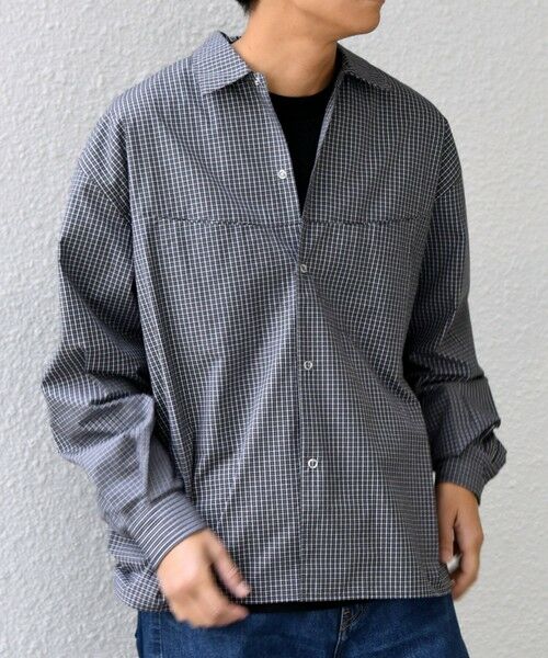 SHIPS / シップス シャツ・ブラウス | SHIPS any:〈洗濯機可能〉マイクロ チェック リング スナップボタン コーチ シャツ◆ | 詳細3