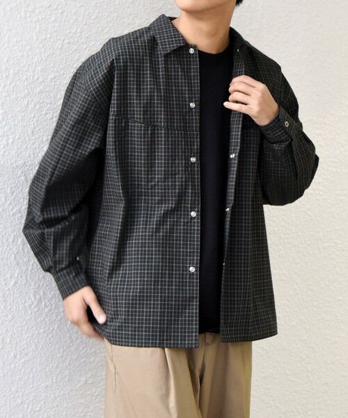 SHIPS / シップス シャツ・ブラウス | SHIPS any:〈洗濯機可能〉マイクロ チェック リング スナップボタン コーチ シャツ◆（オリーブ）