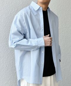 SHIPS / シップス シャツ・ブラウス | SHIPS any: JAPAN MADE ブルー ストライプ/ソリッド レギュラーカラー シャツ◆