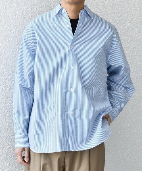 SHIPS / シップス シャツ・ブラウス | SHIPS any: JAPAN MADE ブルー ストライプ/ソリッド レギュラーカラー シャツ◆（ブルー）