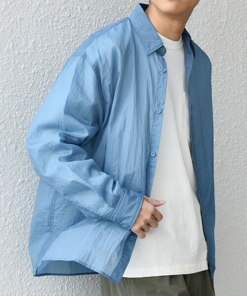 SHIPS / シップス シャツ・ブラウス | SHIPS any:〈洗濯機可能〉ワッシャーナイロン ライト シアー シャツ◆（ブルー）