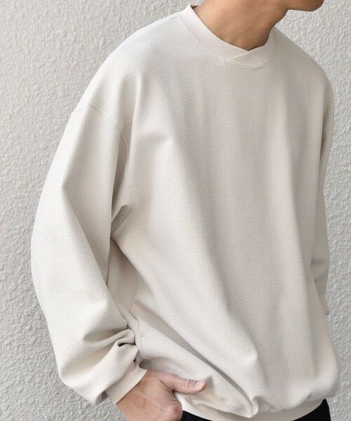 SHIPS / シップス スウェット | SHIPS any:〈洗濯機可能〉フクレ ジャガード ダンボール レイヤード ネック プルオーバー◆（ナチュラル）