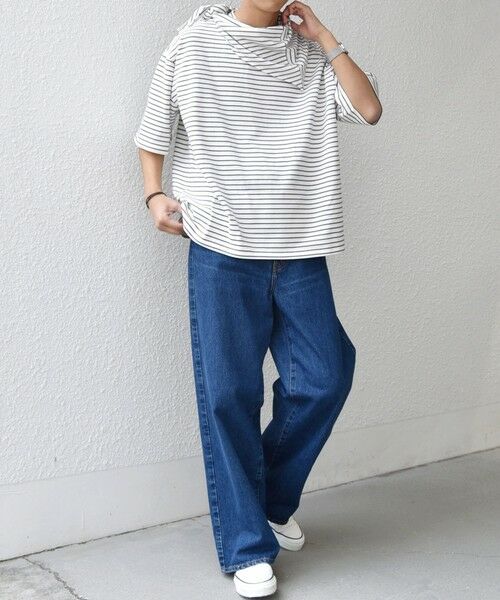 SHIPS / シップス Tシャツ | SHIPS any:〈洗濯機可能〉マリンテイスト ボーダー リラックス Tシャツ(スカーフ付き)◆ | 詳細1