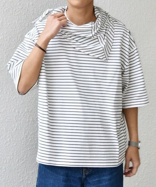 SHIPS / シップス Tシャツ | SHIPS any:〈洗濯機可能〉マリンテイスト ボーダー リラックス Tシャツ(スカーフ付き)◆ | 詳細3