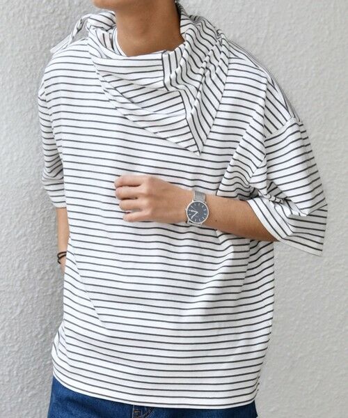 SHIPS / シップス Tシャツ | SHIPS any:〈洗濯機可能〉マリンテイスト ボーダー リラックス Tシャツ(スカーフ付き)◆（ホワイト）