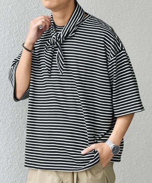 SHIPS / シップス Tシャツ | SHIPS any:〈洗濯機可能〉マリンテイスト ボーダー リラックス Tシャツ(スカーフ付き)◆ | 詳細10