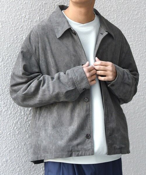 SHIPS / シップス ブルゾン | SHIPS any: ピーチスキン リラックス ポケット ボタン ブルゾン◆（グレー）