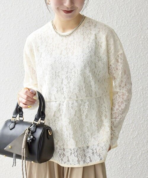 SHIPS / シップス シャツ・ブラウス | 《予約》SHIPS any:〈手洗い可能〉フラワー レース クルーネック ペプラム ブラウス | 詳細3