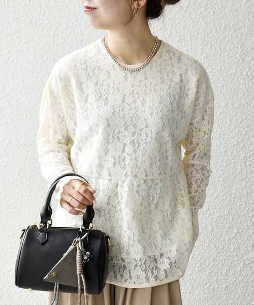 SHIPS / シップス シャツ・ブラウス | 《予約》SHIPS any:〈手洗い可能〉フラワー レース クルーネック ペプラム ブラウス | 詳細7