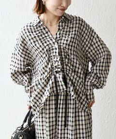 SHIPS / シップス シャツ・ブラウス | 《予約》SHIPS any:〈洗濯機可能〉ギンガムチェック サッカー ドロスト シャツ ブラウス