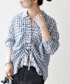 SHIPS / シップス シャツ・ブラウス | 《予約》SHIPS any:〈洗濯機可能〉ギンガムチェック サッカー ドロスト シャツ ブラウス