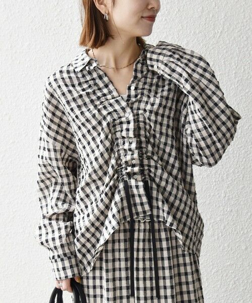 SHIPS / シップス シャツ・ブラウス | 《予約》SHIPS any:〈洗濯機可能〉ギンガムチェック サッカー ドロスト シャツ ブラウス | 詳細3