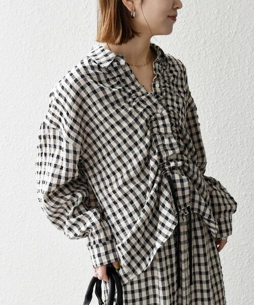 SHIPS / シップス シャツ・ブラウス | 《予約》SHIPS any:〈洗濯機可能〉ギンガムチェック サッカー ドロスト シャツ ブラウス | 詳細4