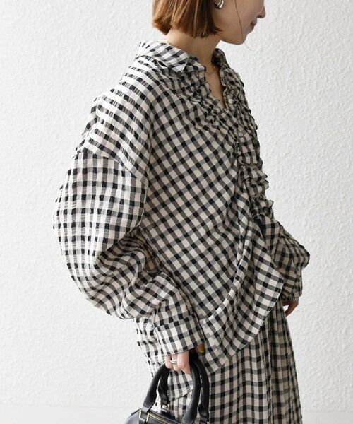 SHIPS / シップス シャツ・ブラウス | 《予約》SHIPS any:〈洗濯機可能〉ギンガムチェック サッカー ドロスト シャツ ブラウス | 詳細5