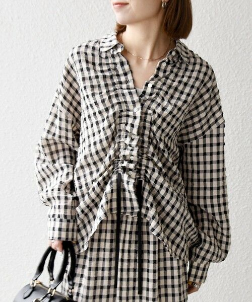 SHIPS / シップス シャツ・ブラウス | 《予約》SHIPS any:〈洗濯機可能〉ギンガムチェック サッカー ドロスト シャツ ブラウス | 詳細7