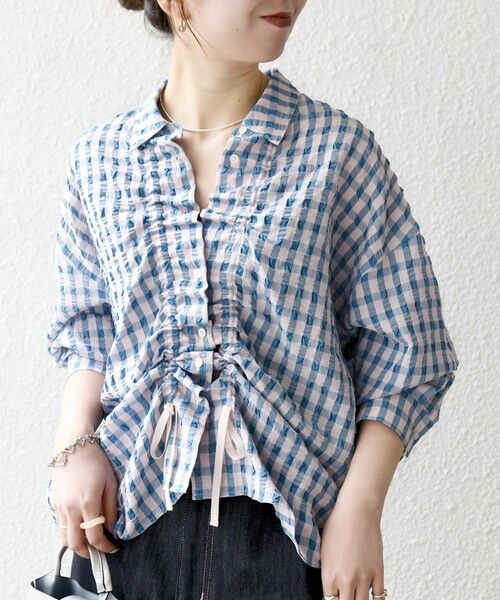 SHIPS / シップス シャツ・ブラウス | 《予約》SHIPS any:〈洗濯機可能〉ギンガムチェック サッカー ドロスト シャツ ブラウス | 詳細16