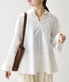 SHIPS / シップス シャツ・ブラウス | 《予約》SHIPS any:〈洗濯機可能〉フラワー モチーフ Aライン スキッパー シャツ ブラウス