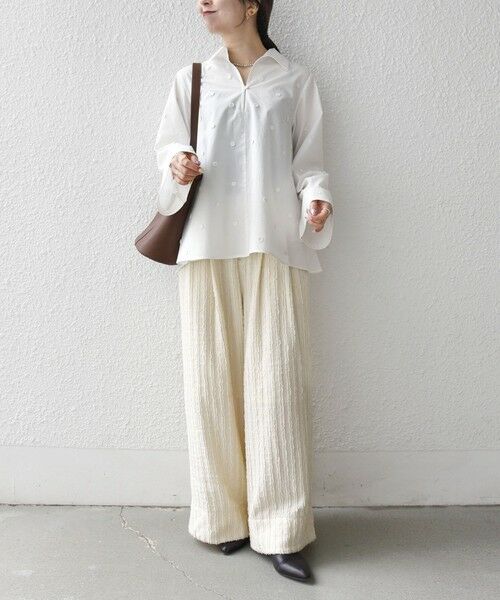 SHIPS / シップス シャツ・ブラウス | 《予約》SHIPS any:〈洗濯機可能〉フラワー モチーフ Aライン スキッパー シャツ ブラウス | 詳細1