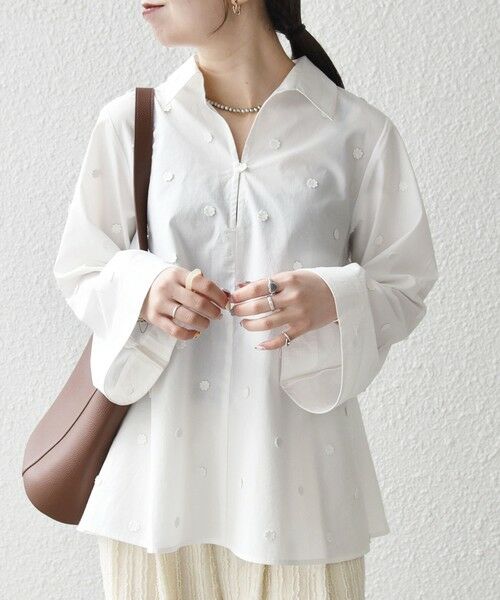 SHIPS / シップス シャツ・ブラウス | 《予約》SHIPS any:〈洗濯機可能〉フラワー モチーフ Aライン スキッパー シャツ ブラウス | 詳細8