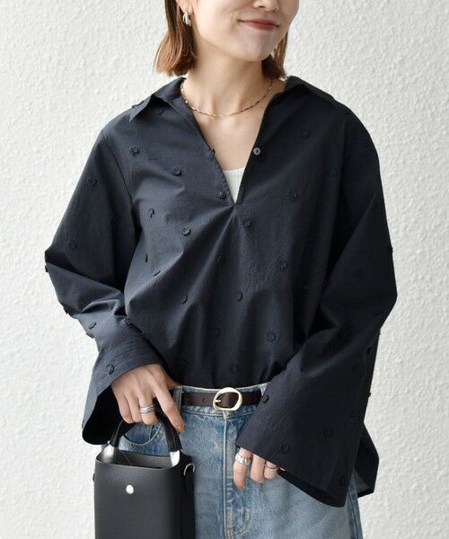 SHIPS / シップス シャツ・ブラウス | 《予約》SHIPS any:〈洗濯機可能〉フラワー モチーフ Aライン スキッパー シャツ ブラウス | 詳細22