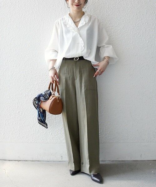 SHIPS / シップス シャツ・ブラウス | 《一部追加予約》SHIPS any:〈洗濯機可能〉フリルカラー スタンド & オープン シャツ ブラウス | 詳細1