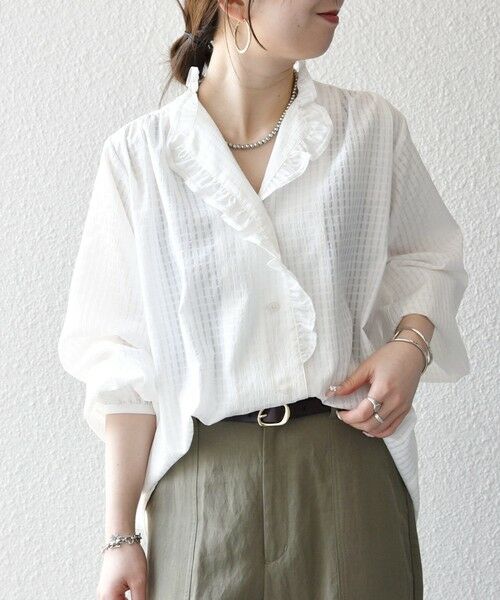 SHIPS / シップス シャツ・ブラウス | 《一部追加予約》SHIPS any:〈洗濯機可能〉フリルカラー スタンド & オープン シャツ ブラウス | 詳細3