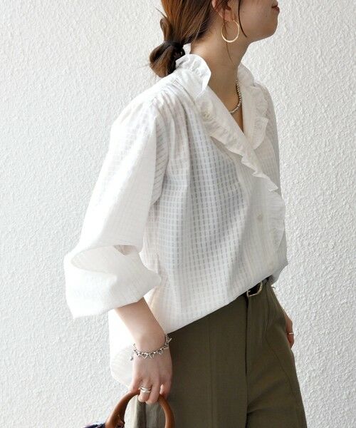 SHIPS / シップス シャツ・ブラウス | 《一部追加予約》SHIPS any:〈洗濯機可能〉フリルカラー スタンド & オープン シャツ ブラウス | 詳細4