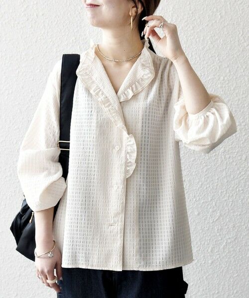 SHIPS / シップス シャツ・ブラウス | 《予約》SHIPS any:〈洗濯機可能〉2WAY シアー フリル ブラウス(オフホワイト)