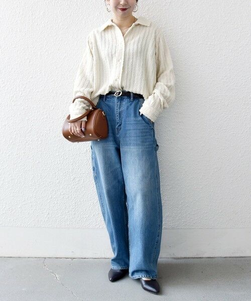 SHIPS / シップス シャツ・ブラウス | 《予約》SHIPS any:〈洗濯機可能〉ウェーブ ジャカード ドロスト シャツ | 詳細1