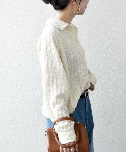 SHIPS / シップス シャツ・ブラウス | 《予約》SHIPS any:〈洗濯機可能〉ウェーブ ジャカード ドロスト シャツ | 詳細5