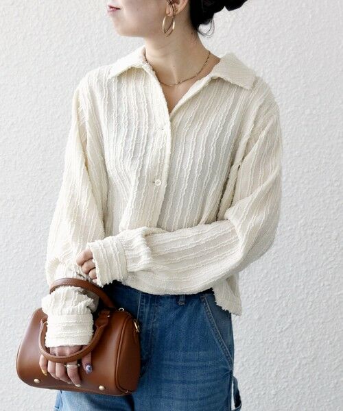 SHIPS / シップス シャツ・ブラウス | 《予約》SHIPS any:〈洗濯機可能〉ウェーブ ジャカード ドロスト シャツ | 詳細7