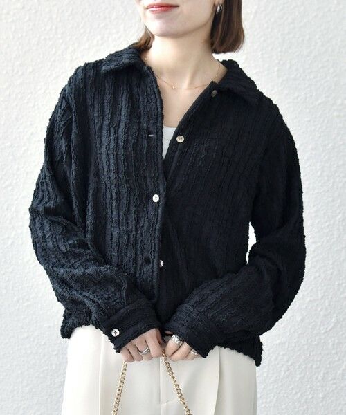 SHIPS / シップス シャツ・ブラウス | 《予約》SHIPS any:〈洗濯機可能〉ウェーブ ジャカード ドロスト シャツ | 詳細17