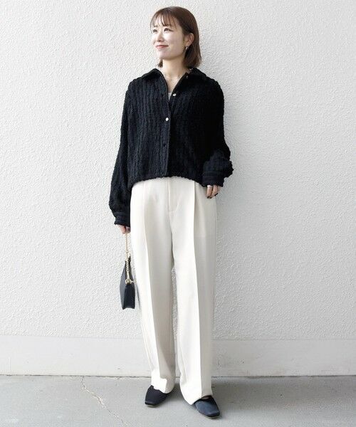 SHIPS / シップス シャツ・ブラウス | 《予約》SHIPS any:〈洗濯機可能〉ウェーブ ジャカード ドロスト シャツ | 詳細15