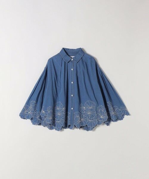 SHIPS / シップス シャツ・ブラウス | 《予約》SHIPS any:〈手洗い可能〉シアー デニム フラワー エンブロ タック シャツ | 詳細10