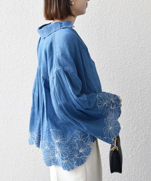 SHIPS / シップス シャツ・ブラウス | 《予約》SHIPS any:〈手洗い可能〉シアー デニム フラワー エンブロ タック シャツ | 詳細6