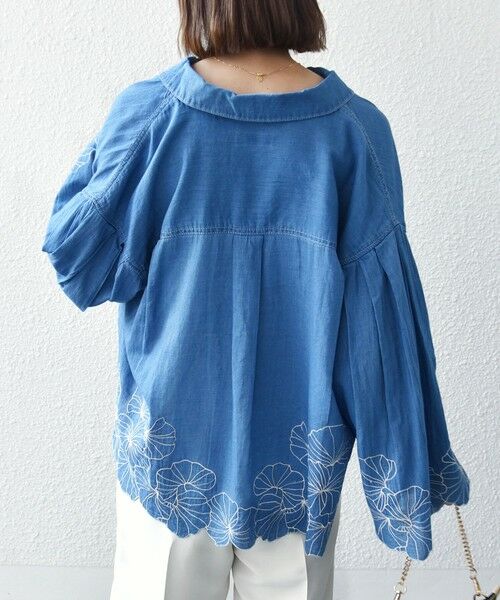 SHIPS / シップス シャツ・ブラウス | 《予約》SHIPS any:〈手洗い可能〉シアー デニム フラワー エンブロ タック シャツ | 詳細8