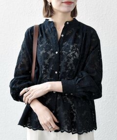 SHIPS / シップス シャツ・ブラウス | 《予約》SHIPS any:〈手洗い可能〉フラワー メッシュ レース バンドカラー タック シャツ