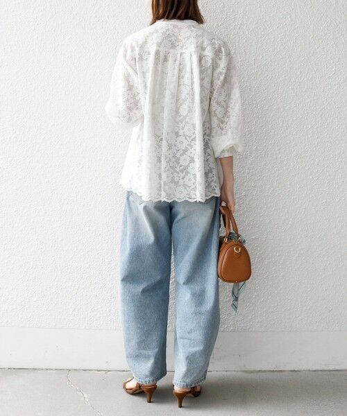 SHIPS / シップス シャツ・ブラウス | 《予約》SHIPS any:〈手洗い可能〉フラワー メッシュ レース バンドカラー タック シャツ | 詳細2