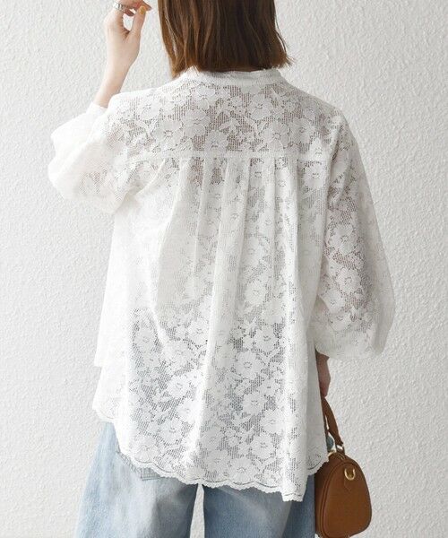 SHIPS / シップス シャツ・ブラウス | 《予約》SHIPS any:〈手洗い可能〉フラワー メッシュ レース バンドカラー タック シャツ | 詳細6