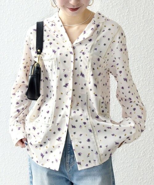 SHIPS / シップス シャツ・ブラウス | 《予約》SHIPS any:〈洗濯機可能〉フラワー プリント オープンカラー シャツ（ナチュラル）