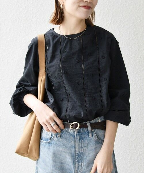 SHIPS / シップス シャツ・ブラウス | 《予約》【WEB限定】SHIPS any:〈洗濯機可能〉フラワー モチーフ ハシゴレース クルーネック ブラウス | 詳細21