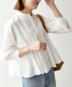 SHIPS / シップス シャツ・ブラウス | 《予約》【WEB限定】SHIPS any:〈洗濯機可能〉フラワー モチーフ ペプラム ギャザー シャツ ブラウス