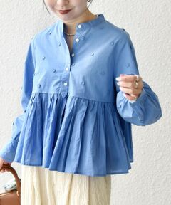 SHIPS / シップス シャツ・ブラウス | 《予約》【WEB限定】SHIPS any:〈洗濯機可能〉フラワー モチーフ ペプラム ギャザー シャツ ブラウス