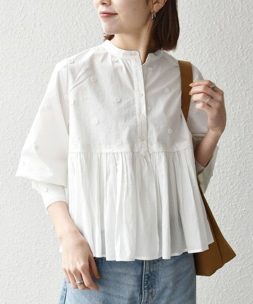 SHIPS / シップス シャツ・ブラウス | 《予約》【WEB限定】SHIPS any:〈洗濯機可能〉フラワー モチーフ ペプラム ギャザー シャツ ブラウス | 詳細3