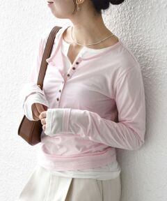 SHIPS / シップス カットソー（半袖以外） | 《予約》SHIPS any:〈手洗い可能〉シアー コットン ヘンリーネック ロングスリーブ TEE