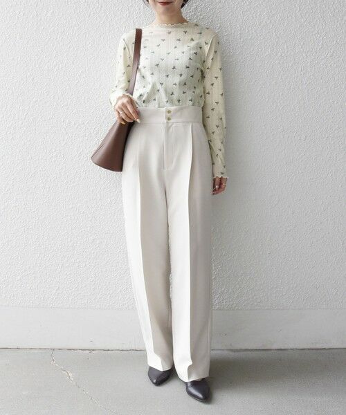 SHIPS / シップス カットソー | 《予約》SHIPS any:〈洗濯機可能〉フラワー プリント ボトルネック ロングスリーブ TEE | 詳細1